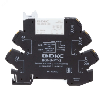 Реле интерфейсное, 1CO, коммутируемый ток 6 А, AgSnO, напряжение 24V AC/DC, push-in клеммы IRK-24UC-1CO-PT