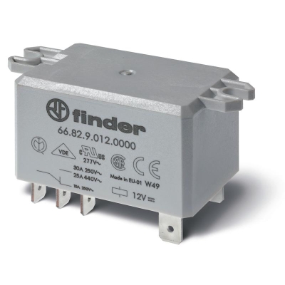 Реле силовое электромеханич. монтаж в наконечники Faston 250 (6.3х0.8мм) 2NO 30А AgCdO 230В AC RTII УХЛ4 монтаж. фланец 668282300300