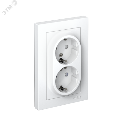 Розетка 2-м СП AtlasDesign 16А IP20 с заземл. защ. шторки в сборе бел. SE ATN000126