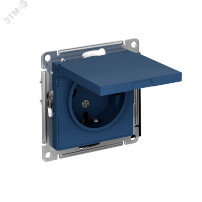 Розетка AtlasDesign 16А IP20 с заземл. защ. шторки с крышкой механизм аквамарин SE ATN001146