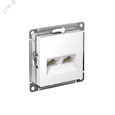 Розетка компьютерная 2-м AtlasDesign RJ45 кат.6A механизм бел. SE ATN000188