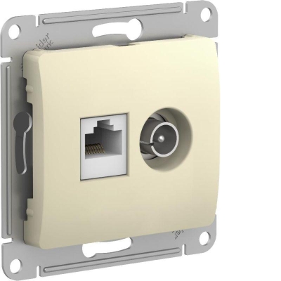 Розетка компьютерная + телевизионная 2-м Glossa RJ45 кат.5E + TV механизм беж. SE GSL000289
