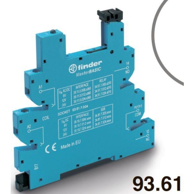 Розетка MasterBASIC с винт. клеммами (с зажимной клетью) для реле 34 серии 24В DC в комплекте пластик. клипса опции: LED 93617024