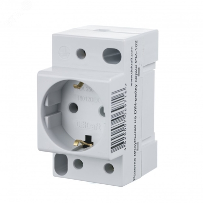 Розетка модульная РМ-102 16А 220В 2P+PEN на DIN-рейку 18012DEK