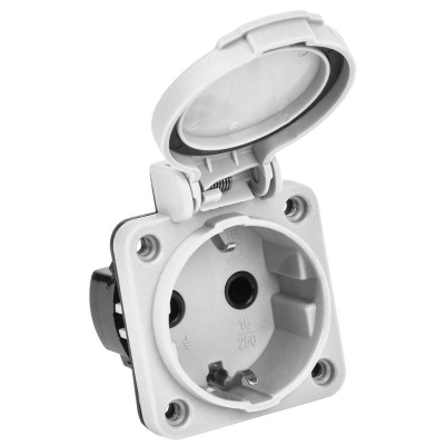 Розетка панельная MAGNUM 2P+PE 16А IP54 РП13-3 с защ. крышкой с заземл. сер. PSN71-016-3-2-54-K03