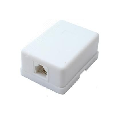 Розетка телефонная 1-м ОП RJ14 (6P4C) кат.3 бел. 03-0001