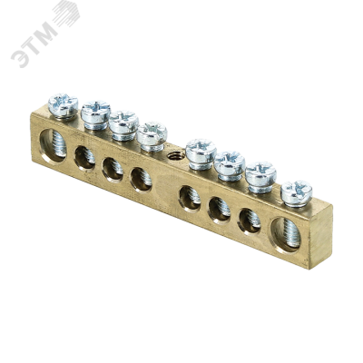 Шина PEN "ноль-земля" 6х9 8 отвер. латунь крепеж по центру PROxima sn0-63-08