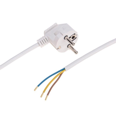 Шнур электрический с угловой вилкой 10А 2300Вт ПВС 3х0.75кв.мм 1.5м бел. 11-1312