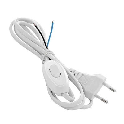 Шнур с электр. вилкой и прох. выкл. 1.7м (ШВВП-ВП 2х0.75) бел. А1060