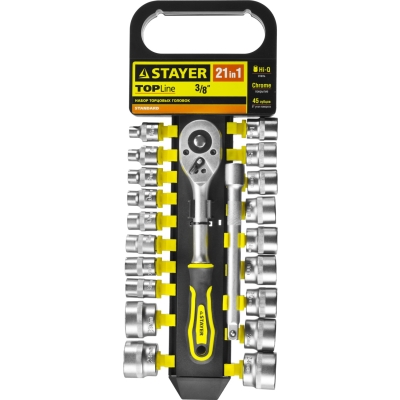 STAYER RSS 21M, 21 предм., (3/8″), набор торцовых головок (27752-H21)