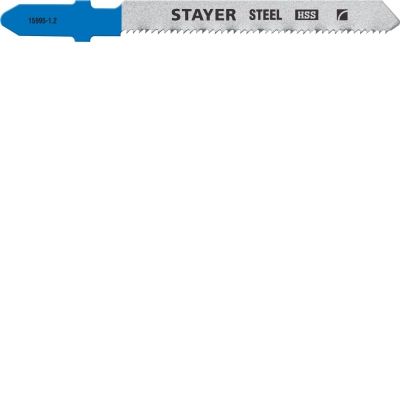 STAYER T218A, 2 шт, 50 мм / 1.2 мм, T-хвост., HSS сталь, фигурный рез по металлу толщиной 0.9-3 мм, полотна для лобзика (15995-1.2)