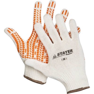 STAYER TRACK, L-XL, х/б перчатки с мягким покрытием ″протектор″ из ПВХ-геля, увеличенная площадь покрытия, противоскользящие (11401-XL)