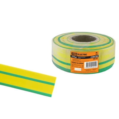 Термоусаживаемая трубка ТУТнг 40/20 желто-зеленая (50 м/ролл) SQ0518-0094