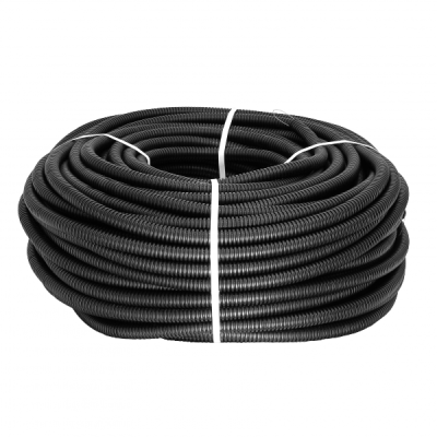 Труба гофр. ПНД с протяжкой d32 мм (25 м) черная Plast tpnd-32-25m