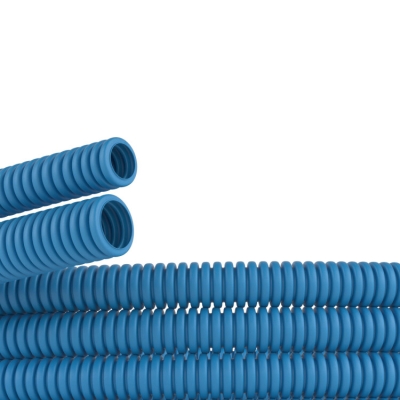 Труба ПП гибк гофр. д.32мм, сверхтяжёлая без протяжки, 25м, цвет синий 10532+