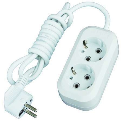 Удлинитель 2х2м с заземл. 16А IP20 Е-302 ПВС 3х1 АБС-пластик 9631972