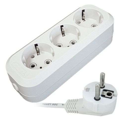 Удлинитель 3х2м с заземл. 16А IP20 Е-303 ПВС 3х1 АБС-пластик 9631976