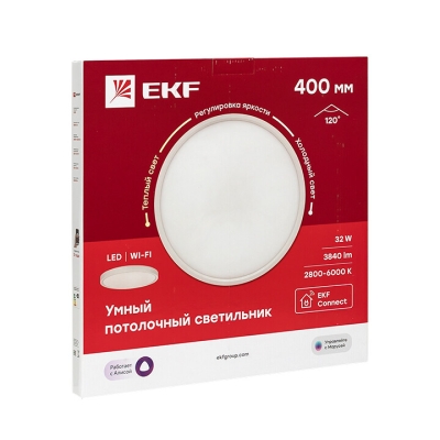Умный потолочный светильник 400 мм 32W EKF Connect(кр.1шт)