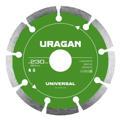 URAGAN UNIVERSAL 230 мм, диск алмазный отрезной сегментный (36705-230)