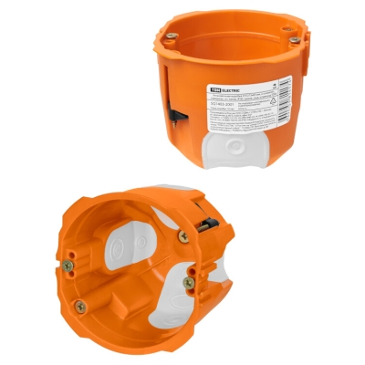 Установочная коробка СП D73х65 мм, 2-х компон., саморезы, пл. лапки, IP30, оранж., инд. штрихкод SQ1403-2001