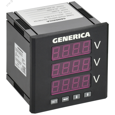 Вольтметр цифровой щитовой трехфазный 96х96мм LED GENERICA IDV21-5-3-0-LED-G