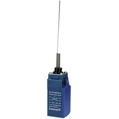 ВП 24-2106П-65 У2 (XCKN2106),рычаг "кошачий ус",1з+1р,мгновенный,20 мм,б/сальника,3А,IP65 (ЭТ)