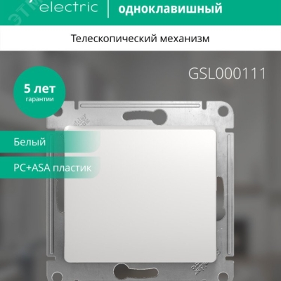 Выключатель 1-кл. СП Glossa 10А IP20 (сх. 1) 10AX механизм бел. SE GSL000111