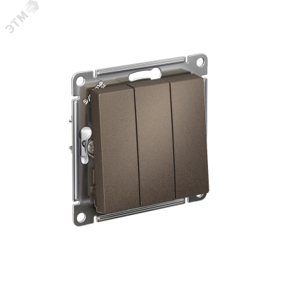 Выключатель 3-кл. СП AtlasDesign 10А IP20 (сх. 1+1+1) 10AX механизм мокко SE ATN000631