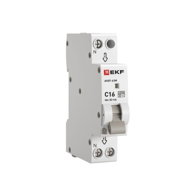 Выключатель автоматический дифференциального тока 1мод. C 16А 30мА тип AC 6кА АВДТ-63М электрон. PROxima DA63M-16-30