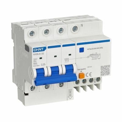 Выключатель автоматический дифференциального тока 30мА тип AC 6кА NXBLE-32 3P+N C32 CHINT 819515