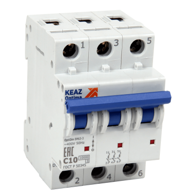 Выключатель автоматический модульный OptiDin BM63-3D10-10-УХЛ3 262778