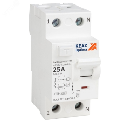 Выключатель дифференциального тока (УЗО) без защиты от сверхтоков 2П 40А 30мА A 4,5кА OptiDin DM63-2240-A-4,5-УХЛ4 343913