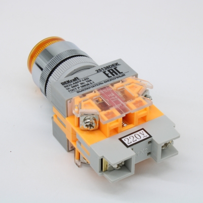 Выключатель кнопочный с фиксацией ABFP d22 мм желтая LED 220В ВK-22 25138DEK