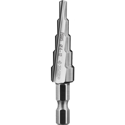 ЗУБР 4-12 мм, 5 ступеней, сталь Р6М5, ступенчатое сверло, Профессионал (29670-4-12-5)