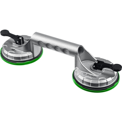 ЗУБР 80 кг, алюминиевый, двойной, стеклодомкрат на присоске, Профессионал (33723-2)