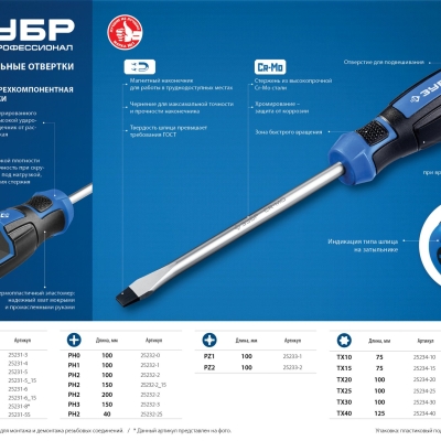 ЗУБР PH2 x 40 мм, отвёртка, Профессионал (25232-2S)